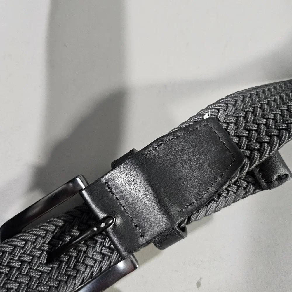 Nike G-Flex Woven Belt Mens OS Grey Braided Stretch Leather Trim Golf XL